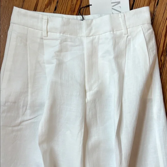 Zara White Wide Leg Pants - Picture 2 of 10